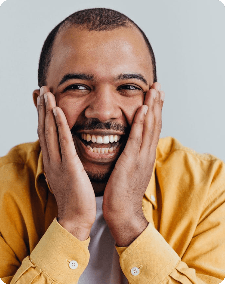 A PinovX customer smiling